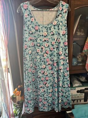 Light Blue Floral Midi Dress - Sleeveless A-Line